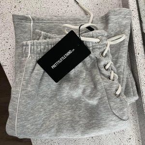 PLT x Sunisa Lee Activewear - Grey Marl Lace Up Front Flared Sport Joggers